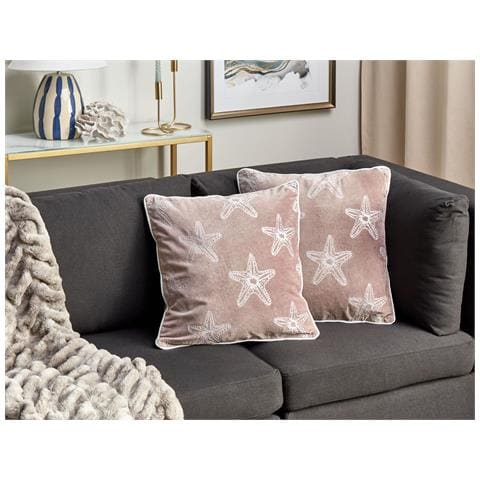Set Di 2 Cuscini Ceramium Cotone 45 X 45 Cm Rosa Pastello - Foto 1