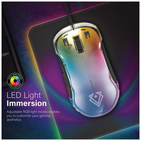 Mouse Gaming Phoenix Scocca Trasparente, 4 Effetti Rgb, Lumiflux, 12000 Dpi, 5 Pulsanti Programmabili - Foto 2