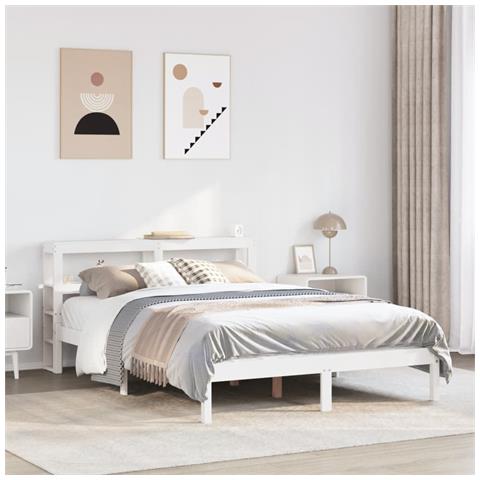 Letto Senza Materasso Bianco 120x200 Cm Legno Massello Di Pino - Foto 1
