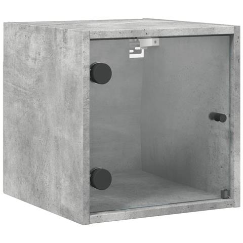 Comodino Con Anta In Vetro Grigio Cemento 35x37x35 Cm - Foto 2
