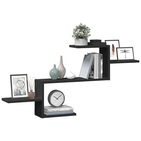 Scaffale A Parete Nero 104x15x49 Cm In Truciolato - Foto 3