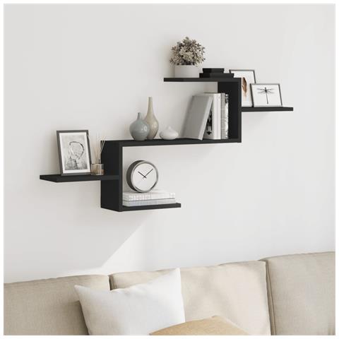 Scaffale A Parete Nero 104x15x49 Cm In Truciolato - Foto 1