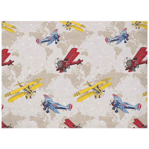 Copripiumino Sacco Piumone Pensieri Delicati Cotone Disegno Aerei Matrimoniale Multicolore - Foto 2