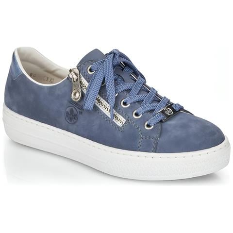Blue Casual Closed Sport Shoe Sneakers Pelle Scamosciata /nabuk Scarpe Donna Blu Eu 37, L59l1-10 - Foto 2