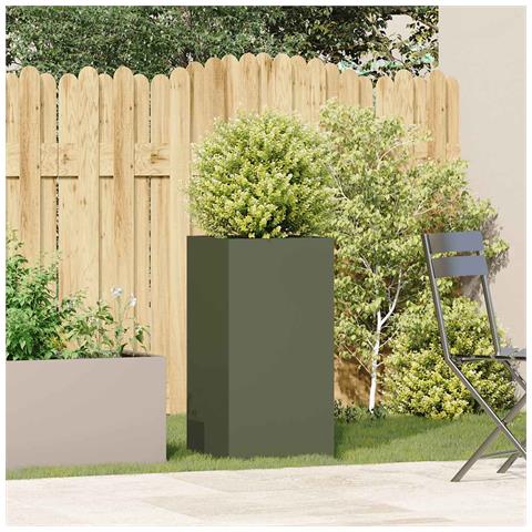Fioriera Verde Oliva 40x40x80 Cm In Acciaio Laminato A Freddo - Foto 3
