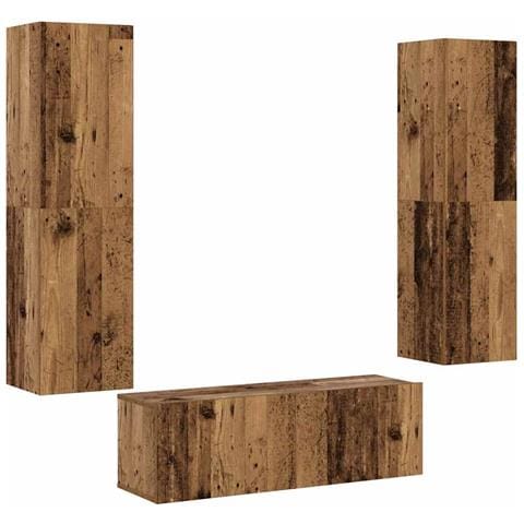 Mobili Tv A Parete 3 Pz Legno Antico In Legno Multistrato - Foto 2