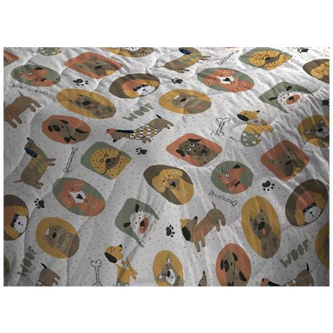 Trapuntino Piumino Estivo Primaverile 100gr Mq Leggero Disegno Cani 25gi Singolo Cani 25gi - Foto 2