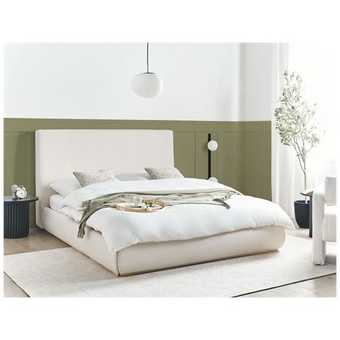 Letto Contenitore Tessuto Campagne 160 X 200 Cm Beige Chiaro - Foto 1
