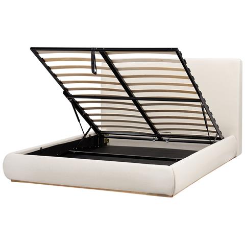 Letto Contenitore Tessuto Campagne 160 X 200 Cm Beige Chiaro - Foto 2