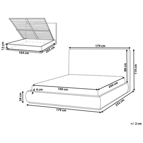 Letto Contenitore Tessuto Campagne 160 X 200 Cm Beige Chiaro - Foto 8