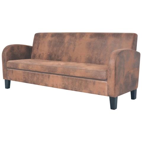 Lusso Casadino - Set Divani 2 Pz In Camoscio Artificiale Marrone - Foto 2