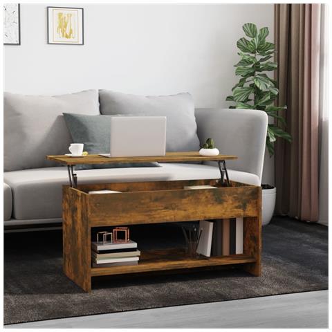 Lusso Casadino -  Tavolino Da Salotto Rovere Fumo 102x50x52,5cm Legno Multistrato - Foto 8