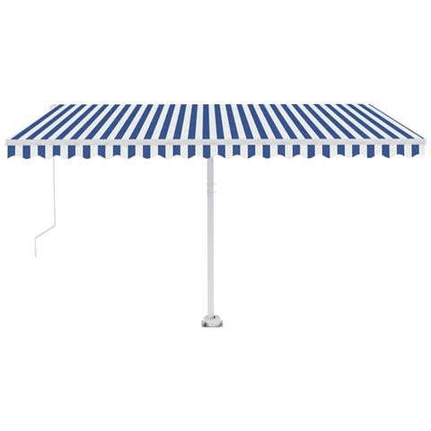 Lusso Casadino -  Tenda Da Sole Retrattile Manuale Con Led 400x350 Cm Blu Bianco - Foto 1
