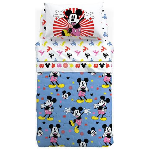 Copriletto Trapuntato Disney Mickey Fantasy In Cotone Colore Neutro Misura Piazza E Mezza - Foto 2