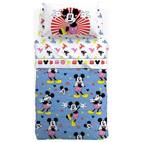 Copriletto Trapuntato Disney Mickey Fantasy In Cotone Colore Neutro Misura Piazza E Mezza - Foto 1