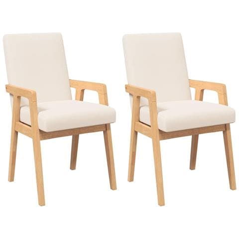 Sedie da Pranzo con Cuscini 2 pz in Legno Massello di Hevea - Foto 1