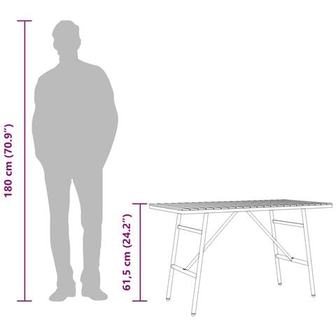 Tavolo da pranzo - Nero, 110x55x62 cm, in legno massello di acacia - Foto 8