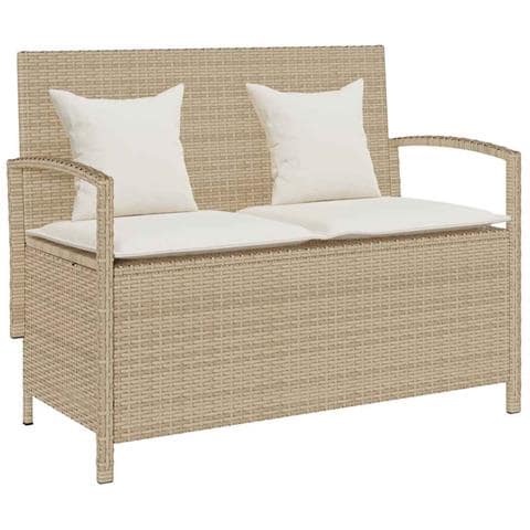 Panca Portaoggetti da Giardino con Cuscino Beige in Polyrattan - Foto 1