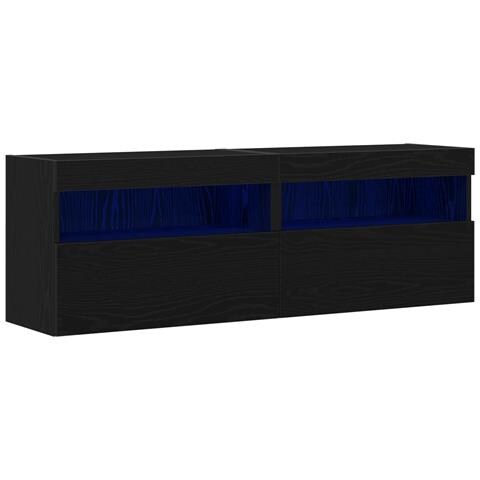 Armadi per TV  con luci LED 2 pcs Nero Rovere 60x30x40 cm - Foto 1