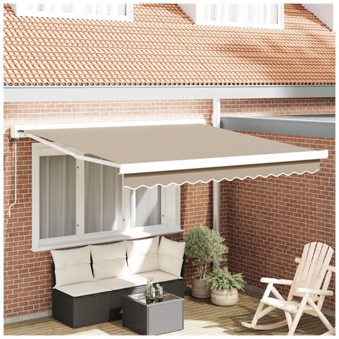 Tenda Retrattile Automatica Beige 350x250 cm, Tela di Ricambio per Tenda  per Telaio 3,5x2,5 m Beige - Foto 2