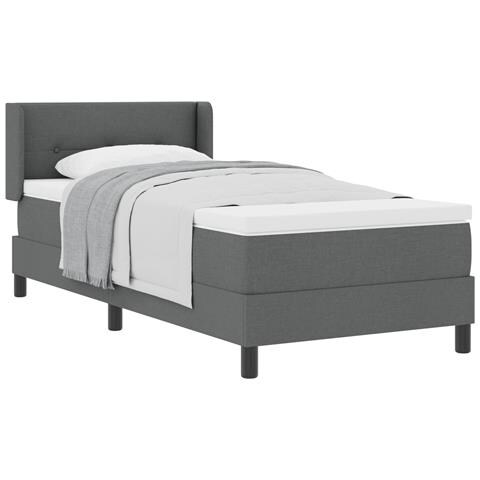 Letto a Box Spring con Materasso Grigio Scuro 80x200 cm Tessuto - Foto 1
