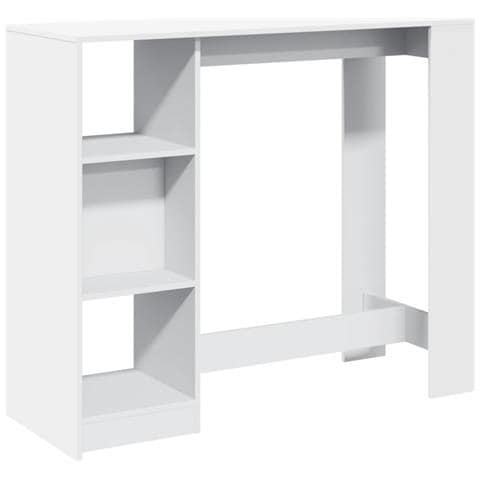 Tavolo Bar con Ripiano Bianco 124x46x103,5 cm in Truciolato - Foto 1