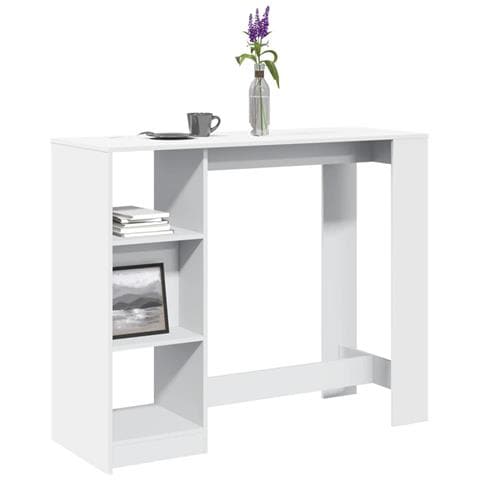 Tavolo Bar con Ripiano Bianco 124x46x103,5 cm in Truciolato - Foto 2