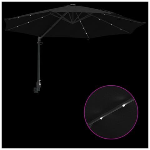Ombrellone da giardino a parete con LED Nero 248 cm - Foto 9