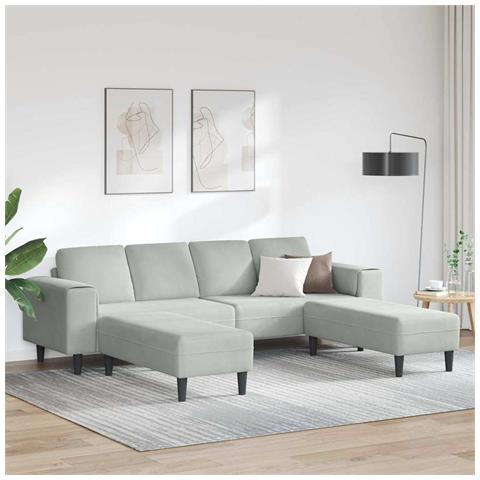 Set di divani 3 pcs Grigio chiaro Velluto - Foto 2