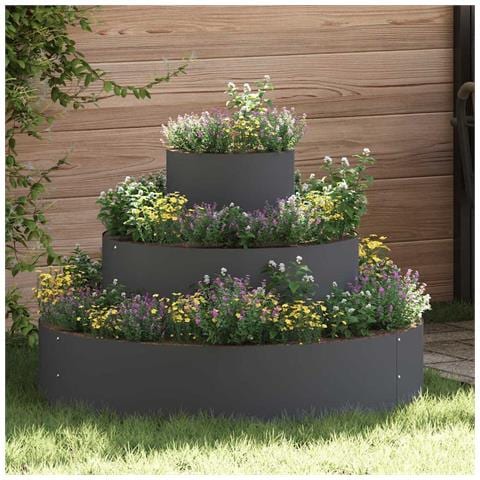 Vaso da giardino Antracite 90 x 90 x 20 cm Acciaio - Foto 2