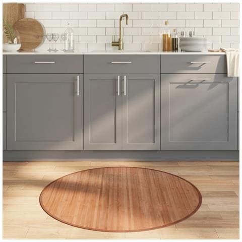 Tappeto Rotondo Naturale 100 cm in Bambù - Foto 2