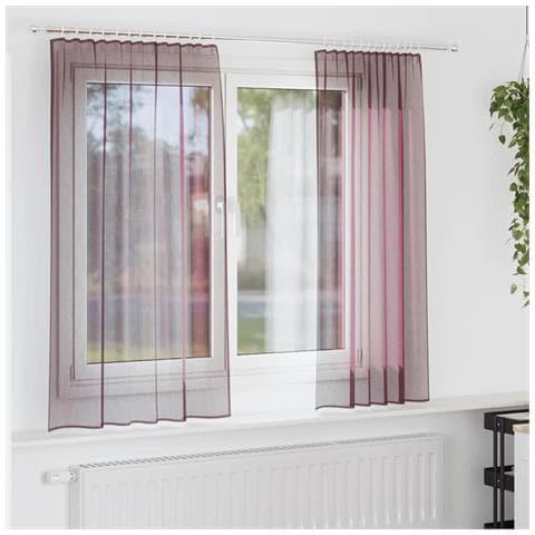 Tende in Voile con Tasche per Aste 2 pz Viola - Foto 2
