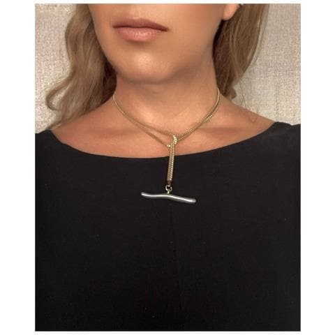 Collana Con Pendente Doppio O Lungo, 90 Cm, Ottone Placcato Oro - Foto 1