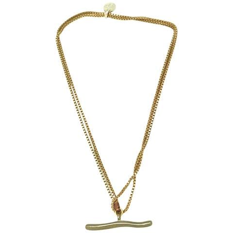 Collana Con Pendente Doppio O Lungo, 90 Cm, Ottone Placcato Oro - Foto 2