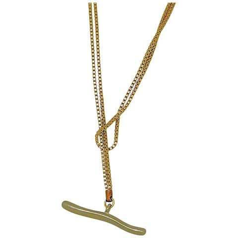 Collana Con Pendente Doppio O Lungo, 90 Cm, Ottone Placcato Oro - Foto 5