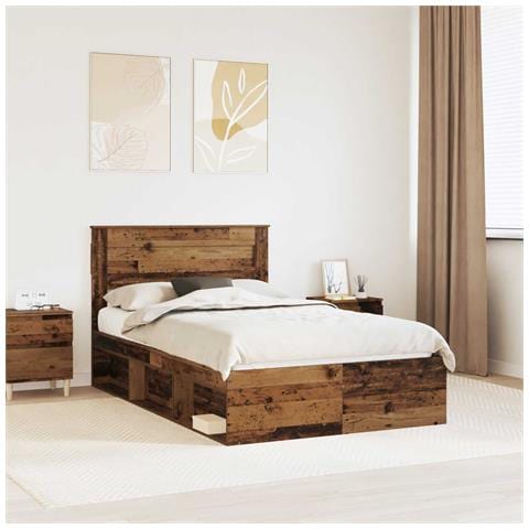 Struttura del letto Legno vecchio 135 x 190 cm Pino massello - Foto 2