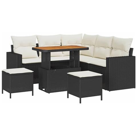 Set Divano da Giardino con cuscino 8 pcs Nero e crema - Foto 1