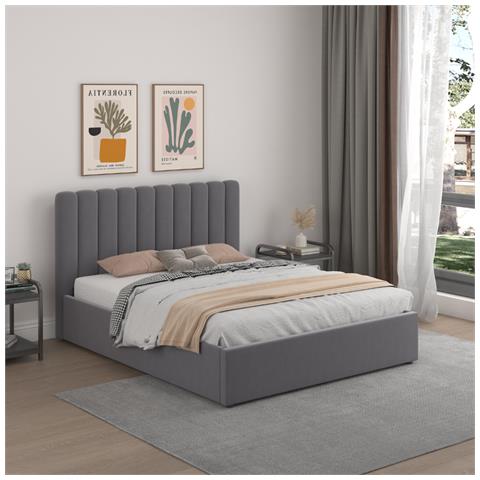 Savannah Letto Con Scatola Di Stoccaggio 140x190cm Velluto Grigio Scuro - Foto 6