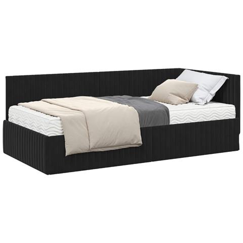 Struttura Letto Angolare con Materasso 2 pcs Nero Velluto - Foto 1