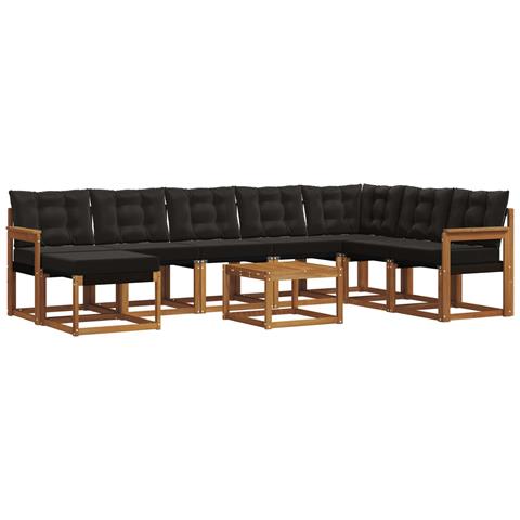 Set di divani da esterno con cuscino 9 pcs Naturale e Nero - Foto 1
