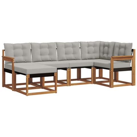 Set di divani da esterno 6 pcs Grigio Naturale e Chiaro - Foto 1