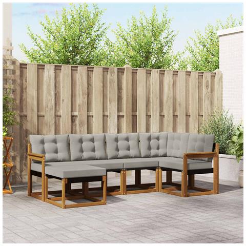 Set di divani da esterno 6 pcs Grigio Naturale e Chiaro - Foto 2