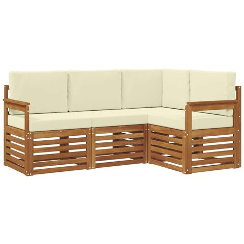 Set divani 4 pcs Naturale e Crema Legno di Acacia Massello - Foto 1