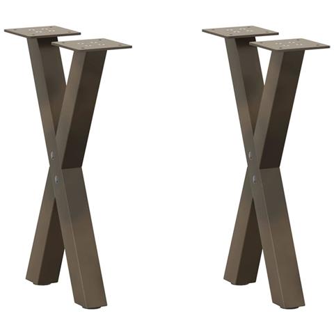Gambe per Tavolino da Caffè a Forma di X 2 pz Acciaio Naturale 38x (42-43) cm Acciaio - Foto 1