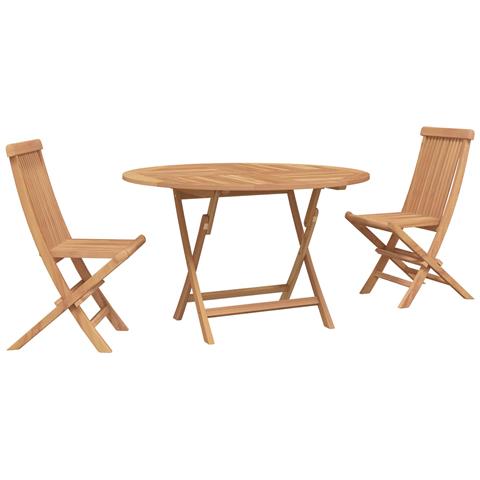 Set Bistro da Giardino 3 pcs Naturale Legno di teak solido - Foto 1