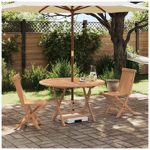 Set Bistro da Giardino 3 pcs Naturale Legno di teak solido - Foto 2