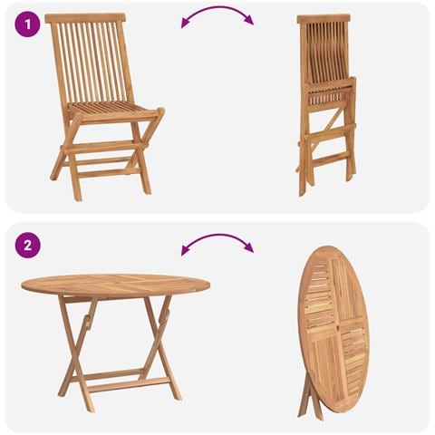 Set Bistro da Giardino 3 pcs Naturale Legno di teak solido - Foto 9