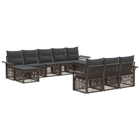 Set Divano da Giardino 10 pcs Grigio polyrattan - Foto 1