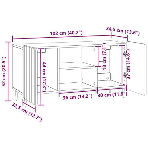 Mobile TV Legno antico 102 x 34,5 x 52 cm Legno ingegnerizzato - Foto 9