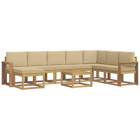 Set di divani da esterno con cuscino 9 pcs Bianco e Beige - Foto 1